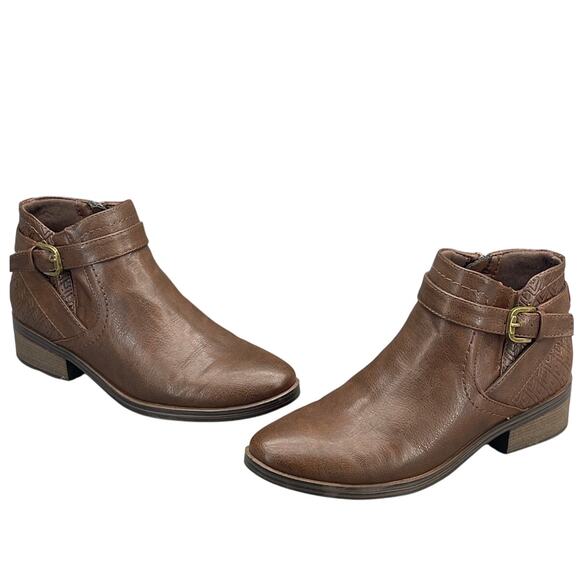 Baretraps Maci Brown Leather Buckle Strap Side Zip Ankle Boots Women 7M - Picture 4 of 11